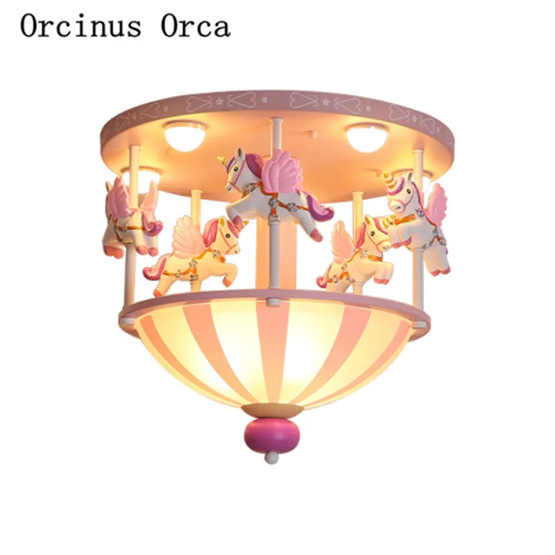Karikatūra radošo cirka rozā griestu gaismas, Zēns, Meitene, Guļamistaba, bērnu istaba gaismas romantiska gudrs poniju griestu gaismas Attēls 1