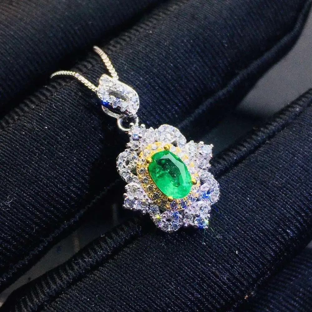 KJJEAXCMY smalkas rotaslietas dabas Emerald 925 sterling sudraba sieviešu dārgakmens, kulons, kaklarota, gredzens, kas atbalsta testa classic Attēls 2