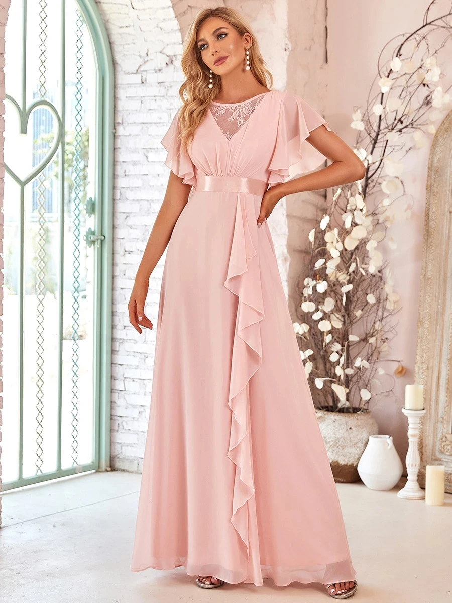 Kādreiz Diezgan Līgavas kleita Eleganta Mežģīņu V Kakla Līnijas, Vairumtirdzniecības 2021 Homecoming Kleitas Ar Savirmot Piedurknēm Vestidos De Gala Attēls 2