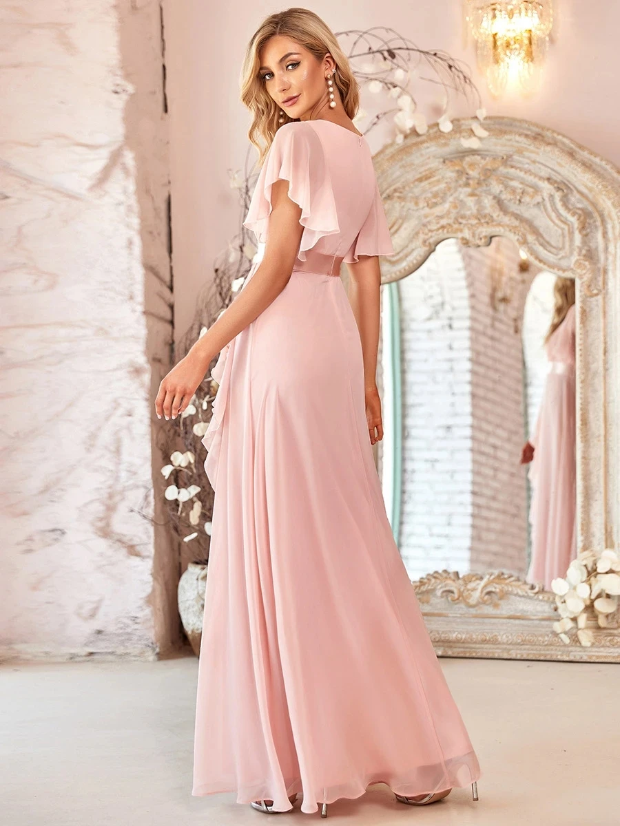 Kādreiz Diezgan Līgavas kleita Eleganta Mežģīņu V Kakla Līnijas, Vairumtirdzniecības 2021 Homecoming Kleitas Ar Savirmot Piedurknēm Vestidos De Gala Attēls 4