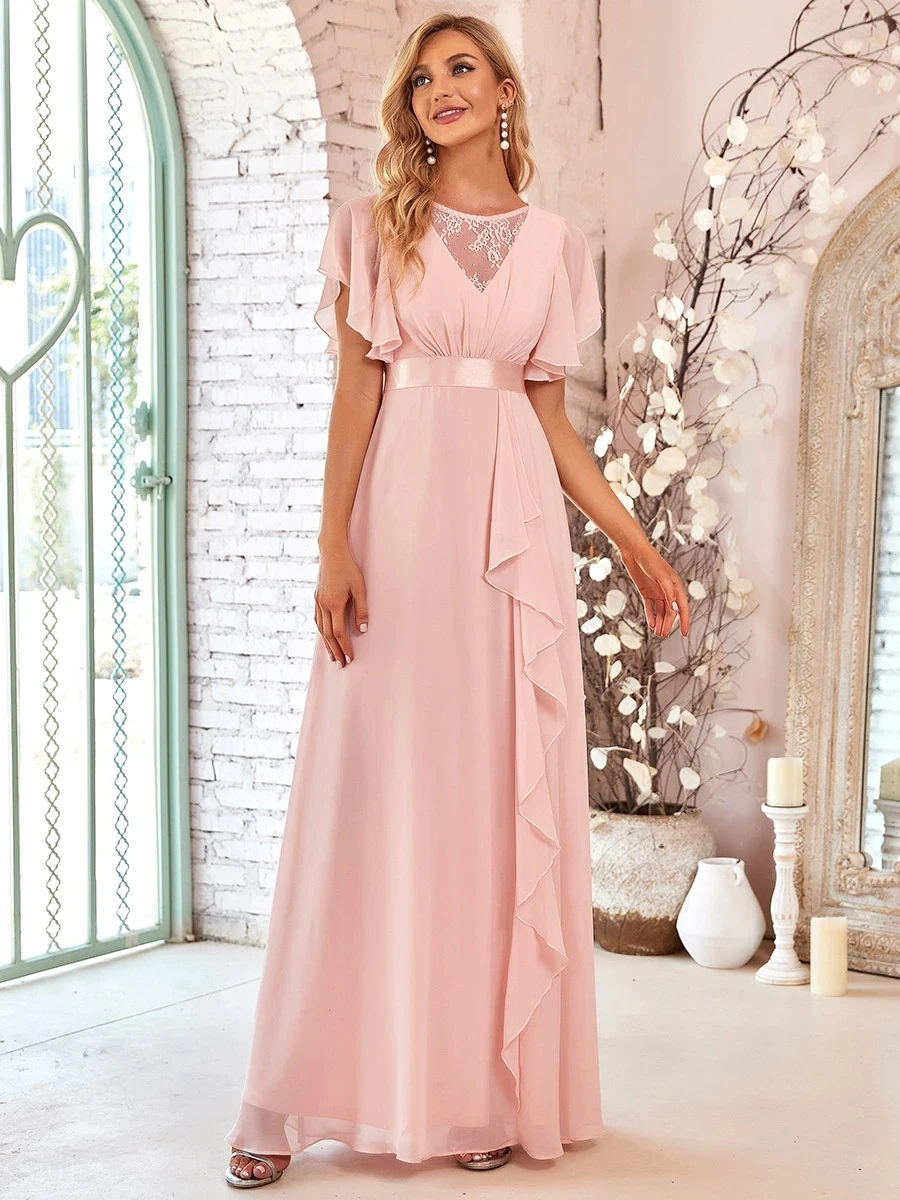 Kādreiz Diezgan Līgavas kleita Eleganta Mežģīņu V Kakla Līnijas, Vairumtirdzniecības 2021 Homecoming Kleitas Ar Savirmot Piedurknēm Vestidos De Gala Attēls 5