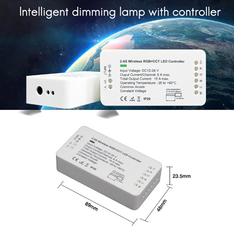 LED Gaismas Sloksne Kontrolieris 2.4 G RGB+PKT divu Krāsu Temperatūra Inteliģento apgaismojuma intensitātes Gaismas Lentes Kontrolieris Attēls 3