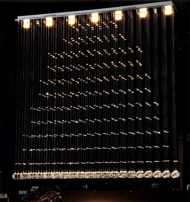 LED K9 Kristāla Lustras Kristāla Piramīdas Apturēšana Light Living Room Hotel Projekta Gaismas Spīdumu Taisnstūra Lustra Villa Attēls 2