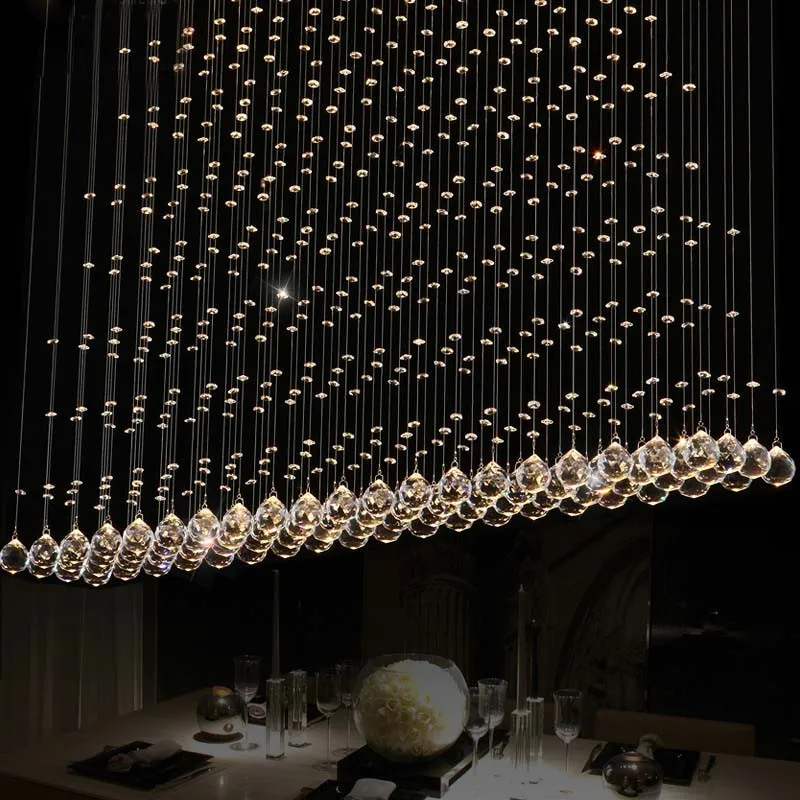 LED K9 Kristāla Lustras Kristāla Piramīdas Apturēšana Light Living Room Hotel Projekta Gaismas Spīdumu Taisnstūra Lustra Villa Attēls 3