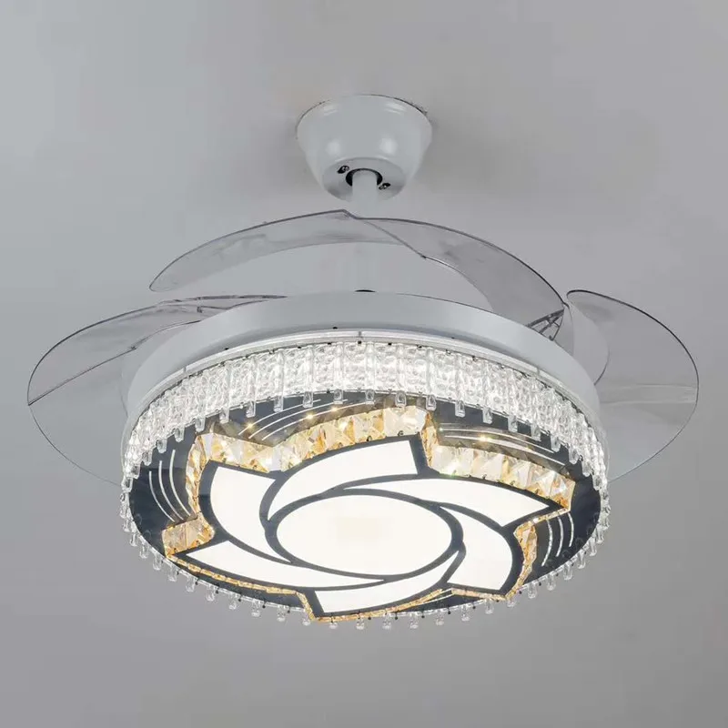 LED kristāla griestu lampu, ventilators, lampas, guļamistaba, dzīvojamā istaba vienkāršu Ziemeļvalstu ēdamistaba neredzams griestu ventilators lampas Attēls 1