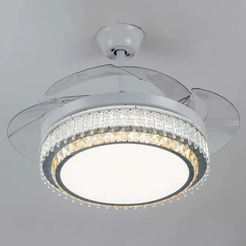 LED kristāla griestu lampu, ventilators, lampas, guļamistaba, dzīvojamā istaba vienkāršu Ziemeļvalstu ēdamistaba neredzams griestu ventilators lampas Attēls 2