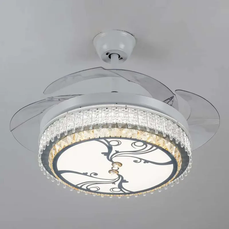 LED kristāla griestu lampu, ventilators, lampas, guļamistaba, dzīvojamā istaba vienkāršu Ziemeļvalstu ēdamistaba neredzams griestu ventilators lampas Attēls 4