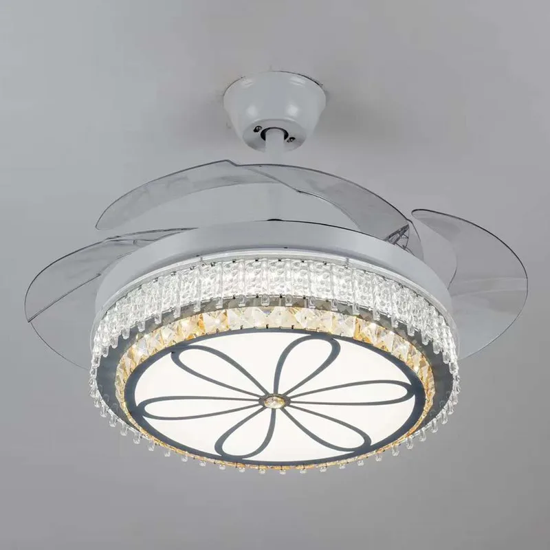 LED kristāla griestu lampu, ventilators, lampas, guļamistaba, dzīvojamā istaba vienkāršu Ziemeļvalstu ēdamistaba neredzams griestu ventilators lampas Attēls 5