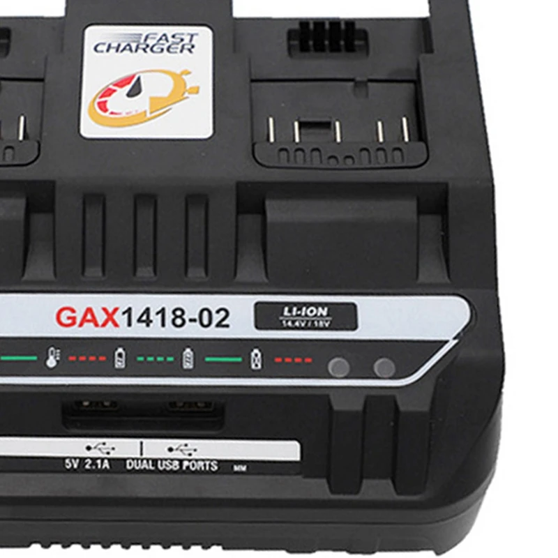Li-Ion Akumulators, Lādētājs Dubultu Slaidu Ostas 4A GAX1418-02 USB GAL1860CV par 18V 14,4 V BAT618 BAT614 BAT609 ES Plug Attēls 2