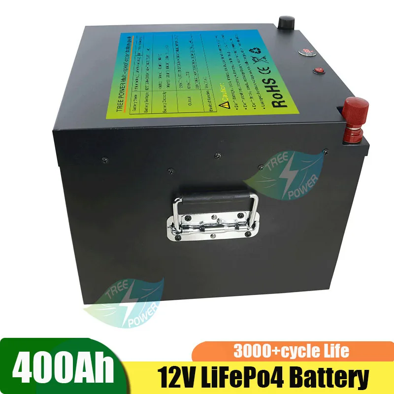 LiFepo4 12V 400Ah saules litija baterija portatīvo Āra barošanas elektriskie propelleri +20A lādētāju Attēls 1
