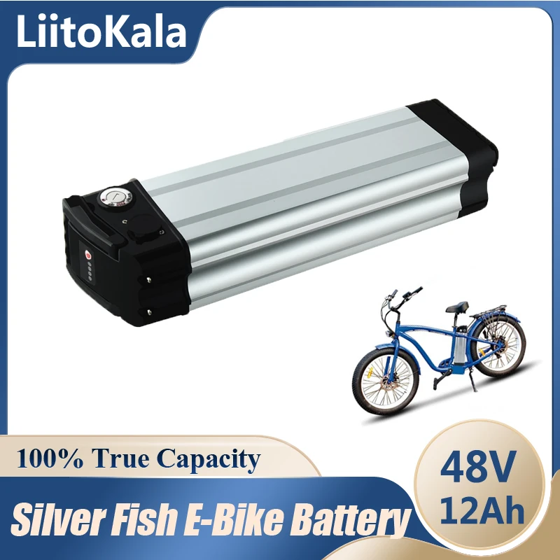 LiitoKala 48V 12Ah sudraba zivju Elektrisko Velosipēdu akumulatoru 48V Bafang/8fun 500W 750W mid/center drive motor Attēls 4
