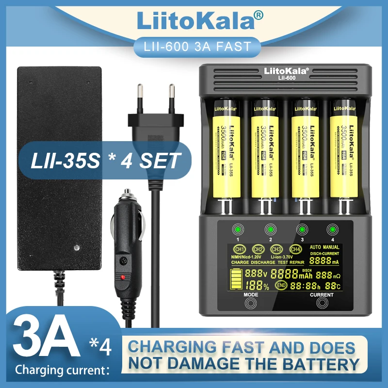 LiitoKala Lii-600 Akumulatoru Lādētāju Li-ion 3.7 V NiMH 1,2 V Piemērotas 18650 26650 21700 26700 AA AAA Lii-51S HG2 NCR18650B Attēls 2