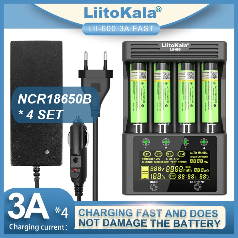 LiitoKala Lii-600 Akumulatoru Lādētāju Li-ion 3.7 V NiMH 1,2 V Piemērotas 18650 26650 21700 26700 AA AAA Lii-51S HG2 NCR18650B Attēls 4