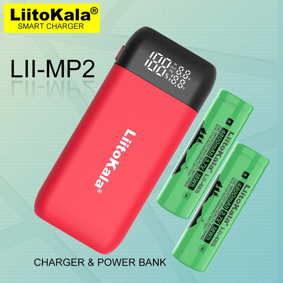 LiitoKala Lii-MP2 18650 21700 Lādētāju&Power Bank QC3.0 Ievades/Izvades Ciparu Displejs.+ 2GAB Lii-48S Uzlādējams Akumulators Attēls 5