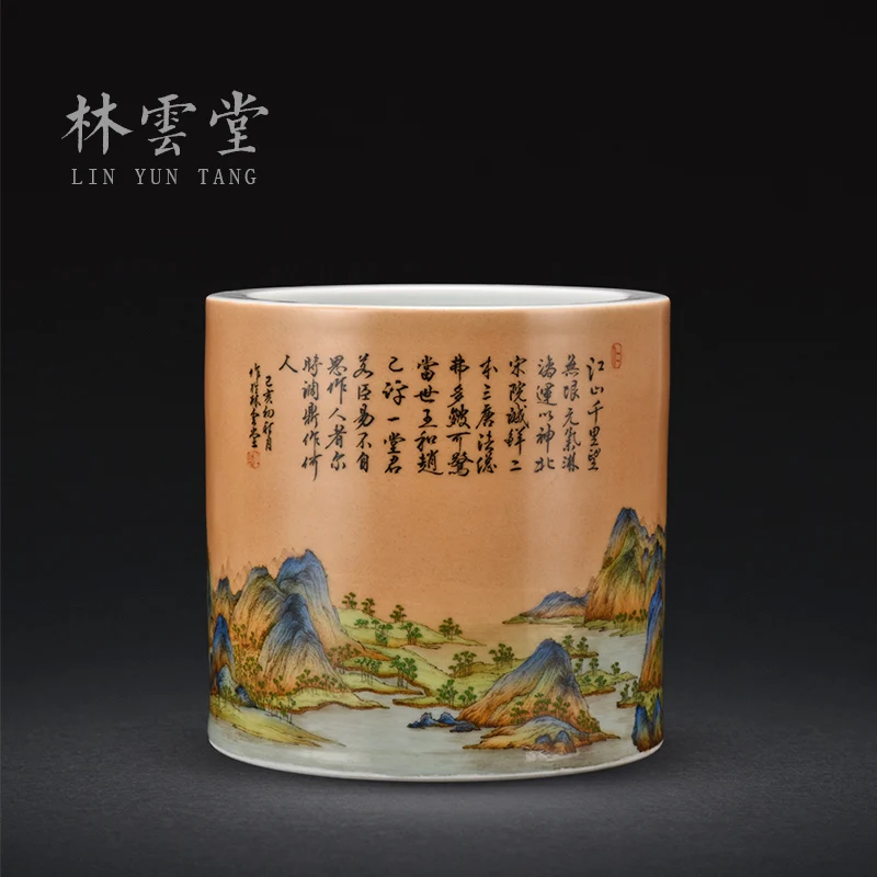 Lin Yuntang krāsainu emalju li jiangshan suku pot četras studiju jingdezhen keramikas izstrādājumi ar roku Attēls 2