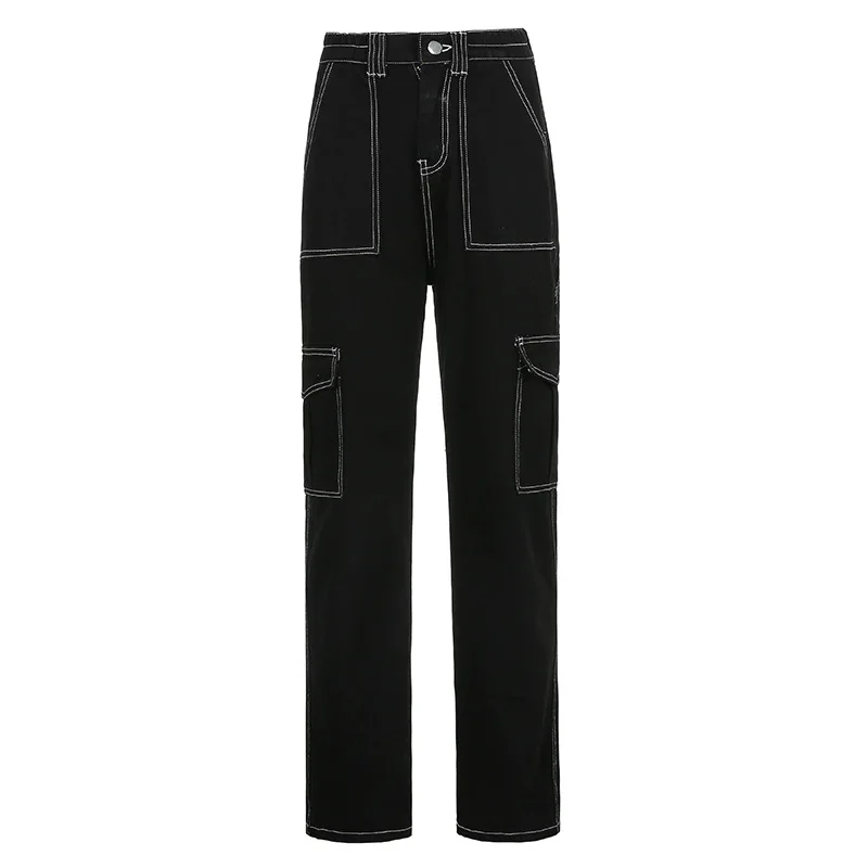 Līmēšana gadījuma black taisni ilgi džinsi dāmas eleganta augsta vidukļa džinsus dāmas džinsi sievietēm pantalones mujer de cintura Attēls 2
