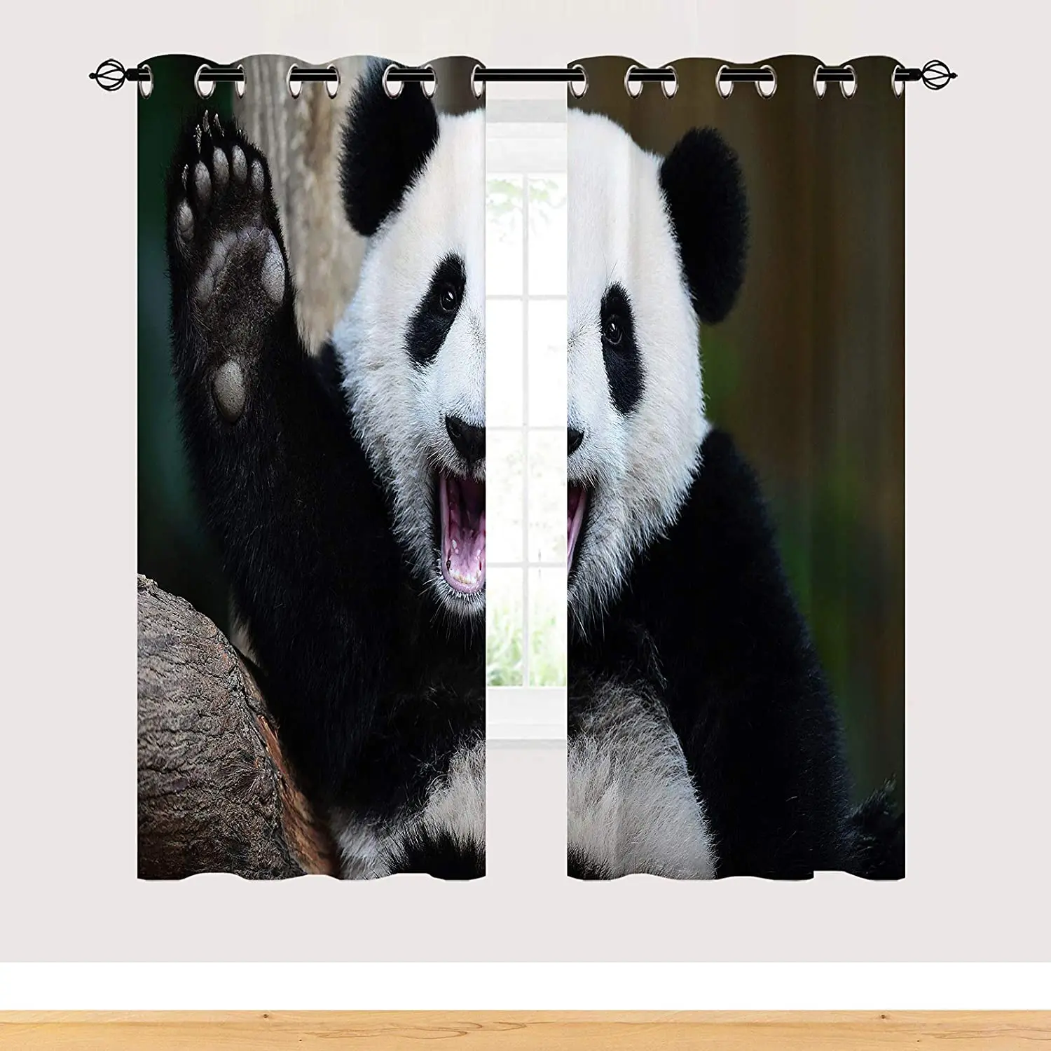 Meitenes, Guļamistaba Tumšie Aizkari Ķīnas Panda Ilgviļņu Sveiki Divvietīga Guļamistaba Elegants Istabas Aizkari Var Būt Īss Aizkari Attēls 2