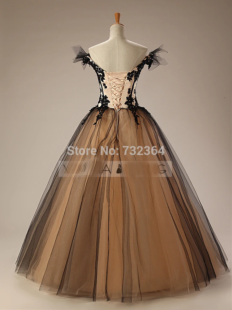 Melns plīvurs izšuvumi vintage viduslaiku kleita sissi princese Viduslaiku, Renesanses Kleita karalienes Kostīms Viktorijas / Belle bumbu Attēls 2