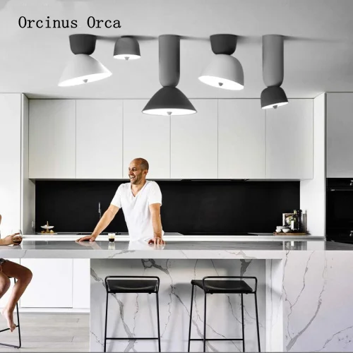 Melnā un baltā, pelēkā krāsā minimālisma stilā pica griestu lampas, dzīvojamās istabas, ēdamistabas, guļamistabas postmodernisma radošo dzelzs griestu lampas Attēls 2