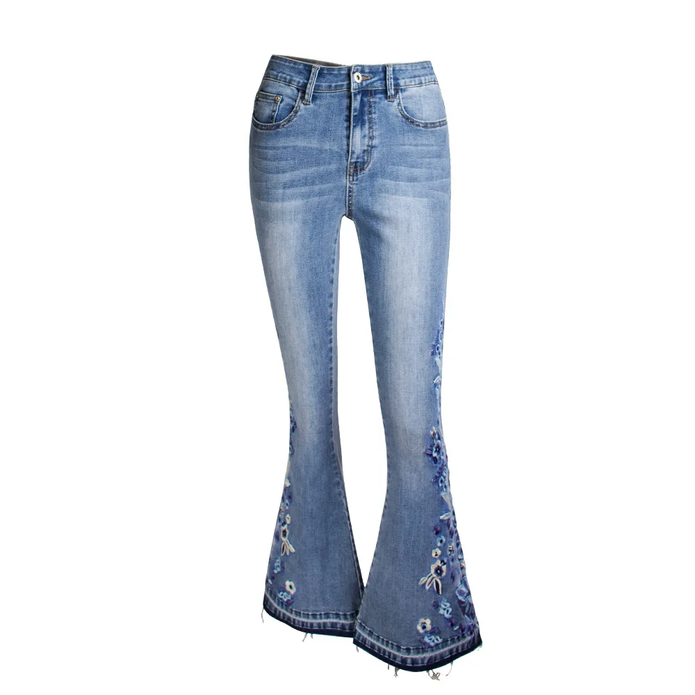 Modes Dizainere ziedu Izšuvumi izdilis džinsi sieviete vintage izšuvumi izlīdzināšanu džinsa bikses, sieviešu džinsi, 4XL plus lieluma ādas elastību Attēls 4