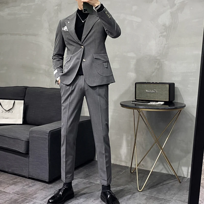 Modes Kostīmi Vīriešu Kāzu Līgavainis Tuxedos Slim Fit Uzvalki Business Casual Kleitu, Kostīmu Homme 2 Gab. Komplekts Ropa De Hombre 2020 Attēls 3