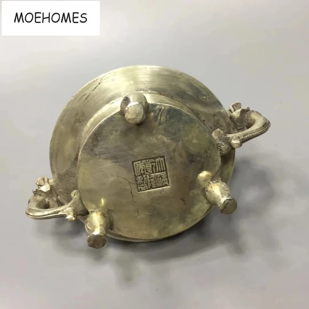 MOEHOMES Ķīnas vecas antīkas sudraba dargon Dubultā slāņa, tukšums, statujas, vīraks degļu mājas apdare, metāla amatniecība Attēls 1