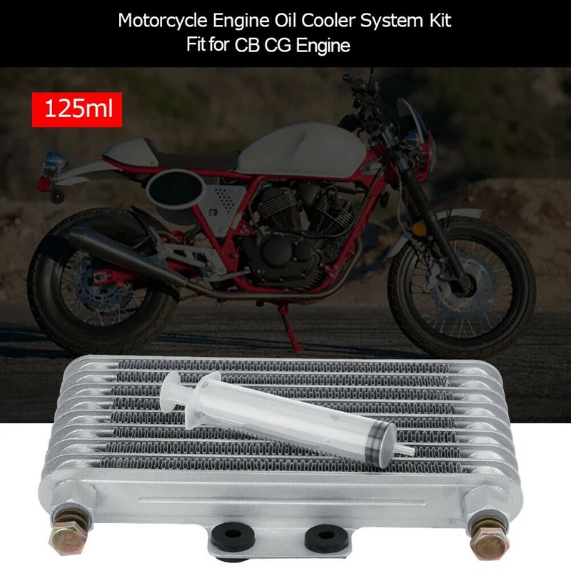 Motocikla Motoru Eļļas Dzesētājs Dzesēšanas Radiatora Komplekts 125Ml Alumīnija Silver Honda CB CG Motoru Attēls 3