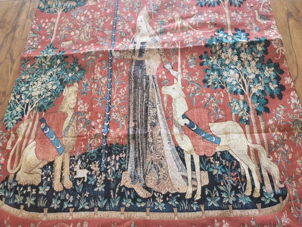Mājas tekstila apdare unicorn taustes Beļģija viduslaiku gobelēns sienas karājas 140cm x 107cm pt-67 Attēls 1