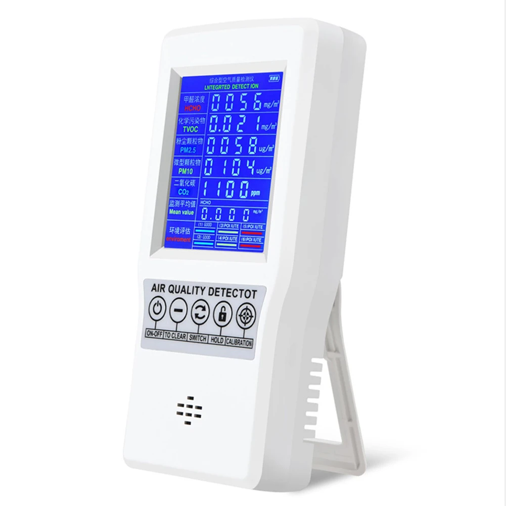 Mērīšanas Rīku Testēšanas Daudzfunkcionāls Telpās AQI Detektoru USB Ports Gaisa Kvalitātes Monitors, Uzlādējams Mājas Biroja PM2.5 PM10 CO2 Attēls 4