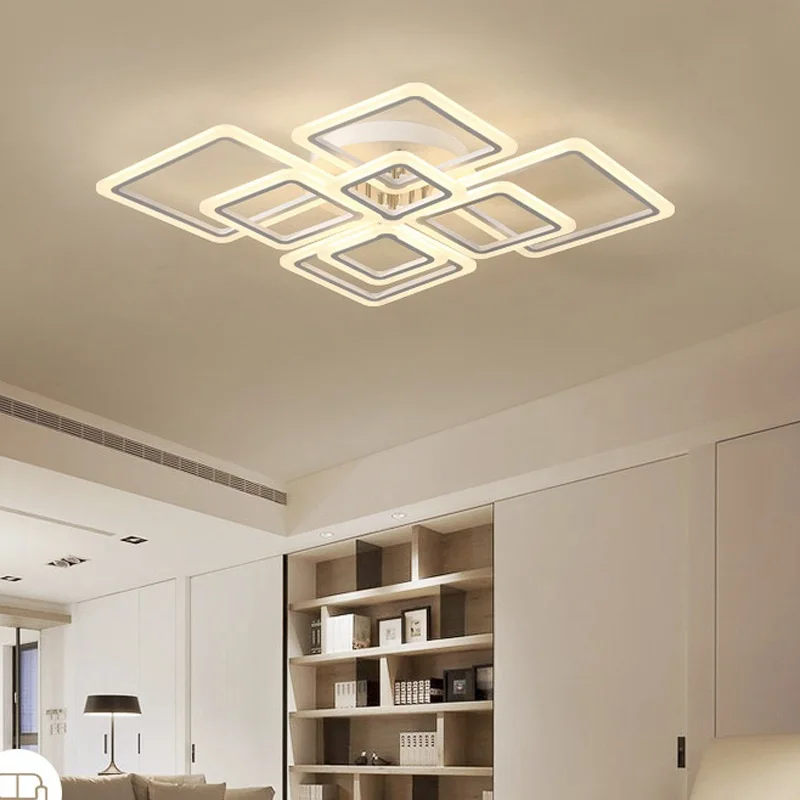 Mūsdienu Akrila LED Griestu gaismas Gaisvadu Rāmis Lielu Deluxe Griestu lampas, Dzīvojamās Istabas, Ēdamistabas, Guļamistabas Studiju Lighting100-240V Attēls 2