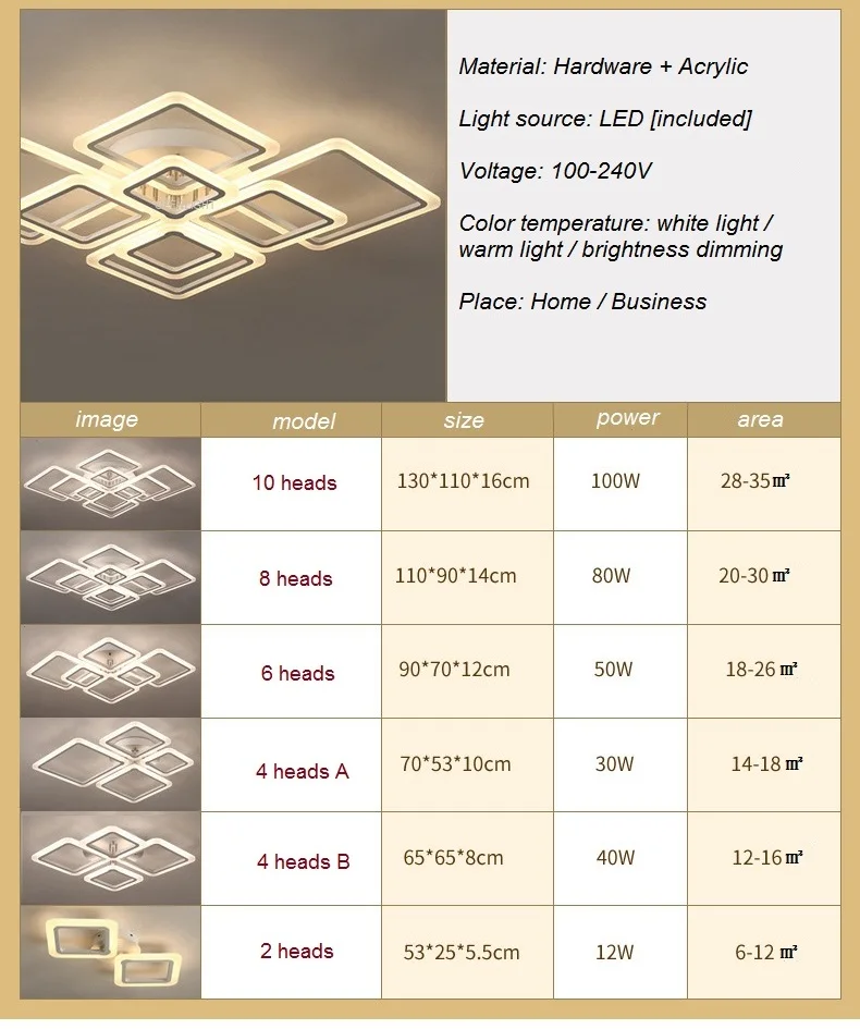 Mūsdienu Akrila LED Griestu gaismas Gaisvadu Rāmis Lielu Deluxe Griestu lampas, Dzīvojamās Istabas, Ēdamistabas, Guļamistabas Studiju Lighting100-240V Attēls 5