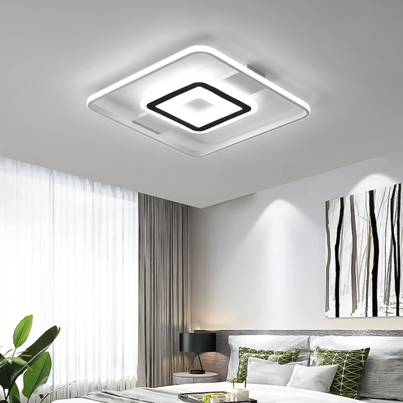 Mūsdienu LED griestu lampas dzīvojamā istabā spilgti modernas lampas balts melns LED griestu lampas, dzīvojamās istabas, ēdamistabas studiju lampas Attēls 1