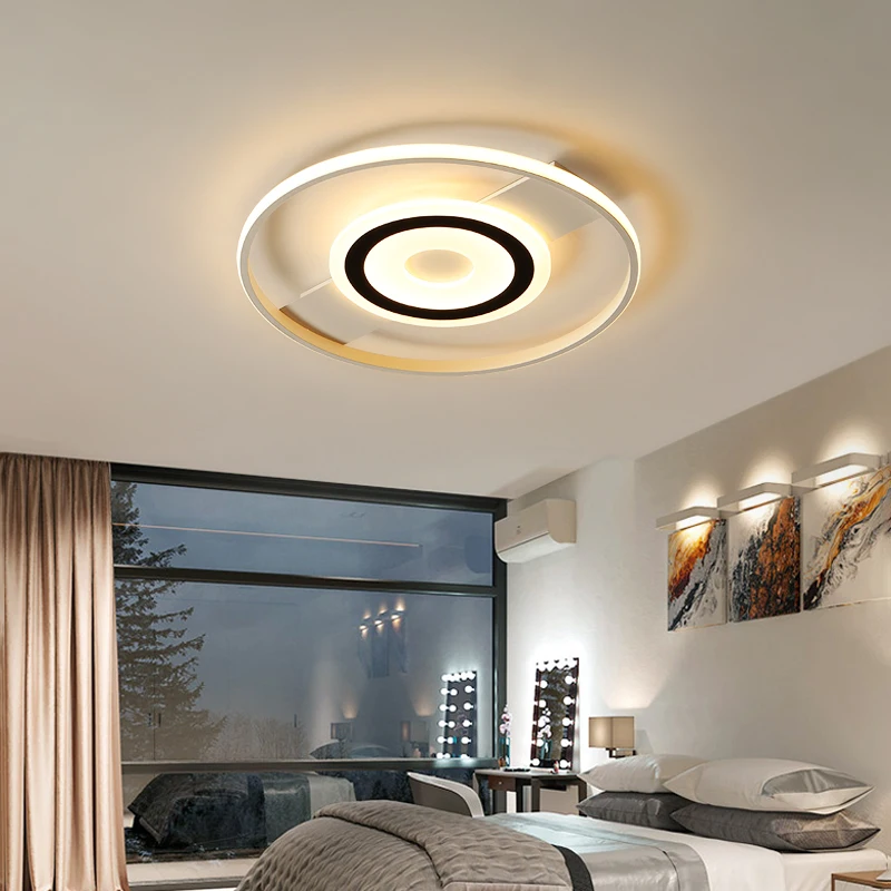 Mūsdienu LED griestu lampas dzīvojamā istabā spilgti modernas lampas balts melns LED griestu lampas, dzīvojamās istabas, ēdamistabas studiju lampas Attēls 3