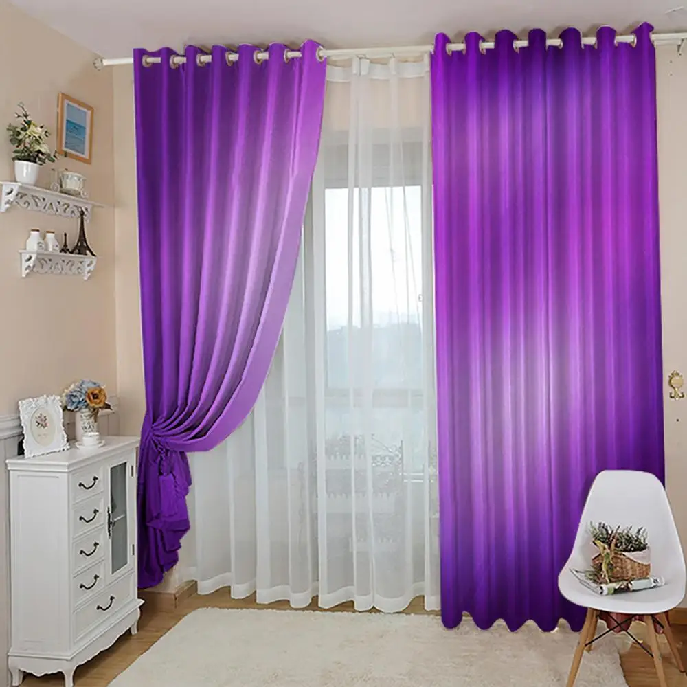 Mūsdienu Mājas Dekorēšana Dzīvojamā Istaba Aizkari violeta cietā aizkari 3D Aizkari viesistabā Blackout Attēls 1