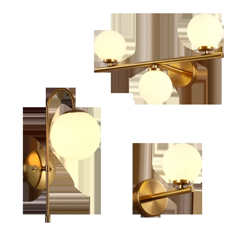 Mūsdienu ziemeļvalstu Stikla Meta melns/zelta bumbu Retro Vintage Sienas lampa E27 Loft par cafe guļamistaba foajē Attēls 2