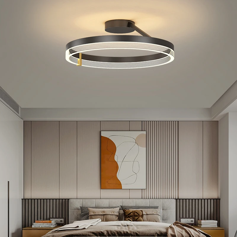 Nordic Light Luksusa Griestu Lampa Mūsdienu Minimālisma Apli Zelta Black Apdare Chambre Dzīvojamā Istaba, Ēdamistaba Galda Apgaismojums Attēls 3