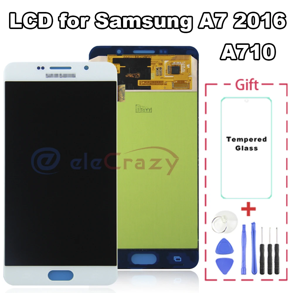 Oriģināls Samsung Galaxy A7 Līdz 2016. A710 LCD Displejs A710F A710M Touch Screen Digitizer Montāža Nomaiņa pārbaudīta Attēls 1