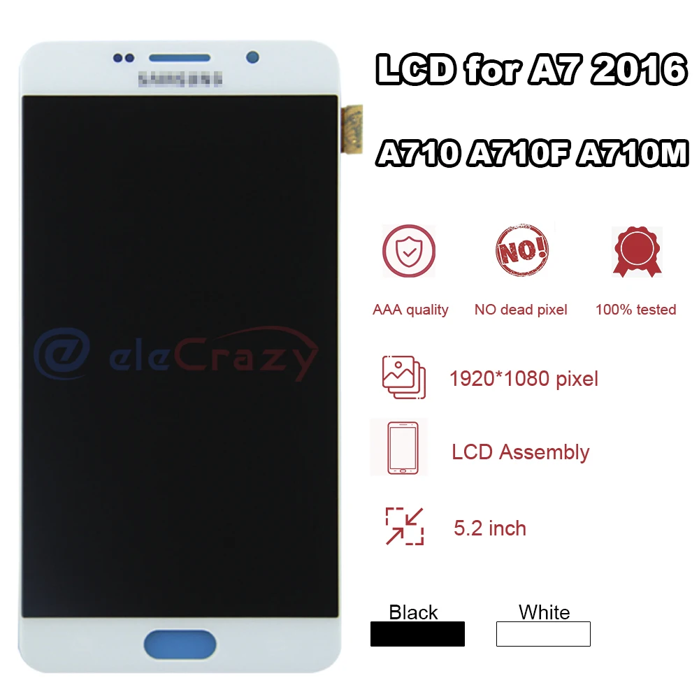 Oriģināls Samsung Galaxy A7 Līdz 2016. A710 LCD Displejs A710F A710M Touch Screen Digitizer Montāža Nomaiņa pārbaudīta Attēls 2