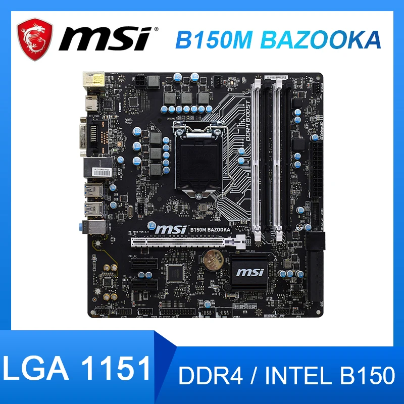 Pamatplates 1151 MSI B150M BAZUKA DDR4 RAM B150 Mātesplati Par USB3.0 PCI-E X16 3.0 Micro ATX Intel Core i5-750 6500 cpu Attēls 3