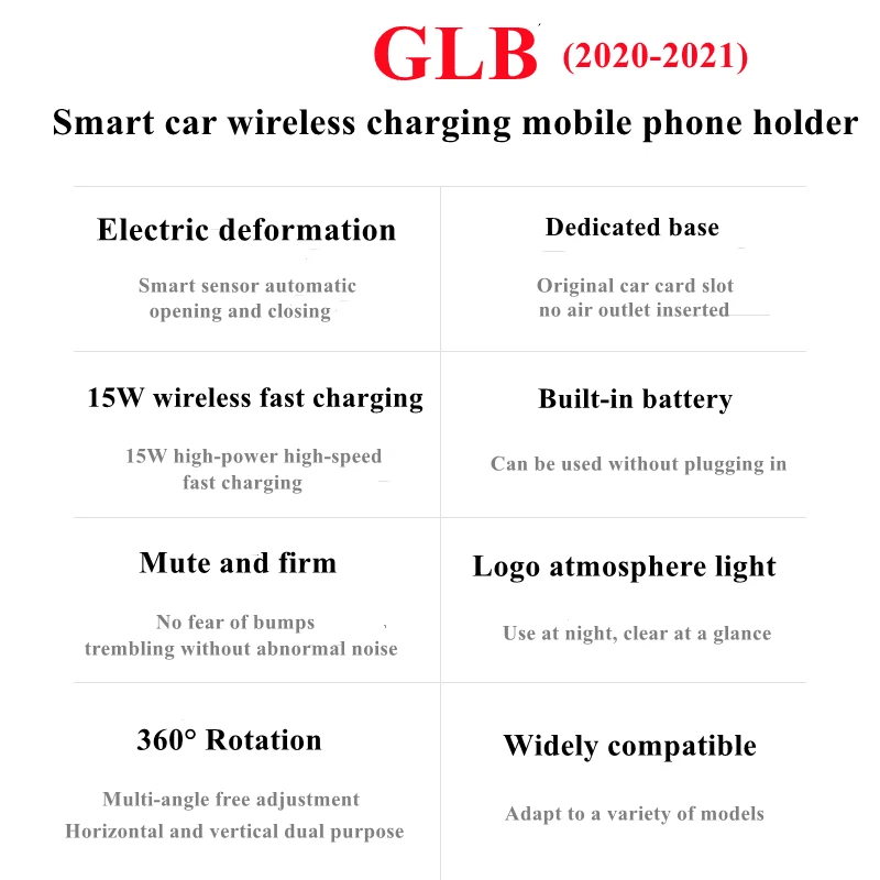 Par Mercedes Benz GLB X247 2020-2021 Auto Telefona Turētājs Gaisa Ventilācijas Bezvadu Lādētāju 360 Navigācijas Turētājs GPS Atbalsts Attēls 3