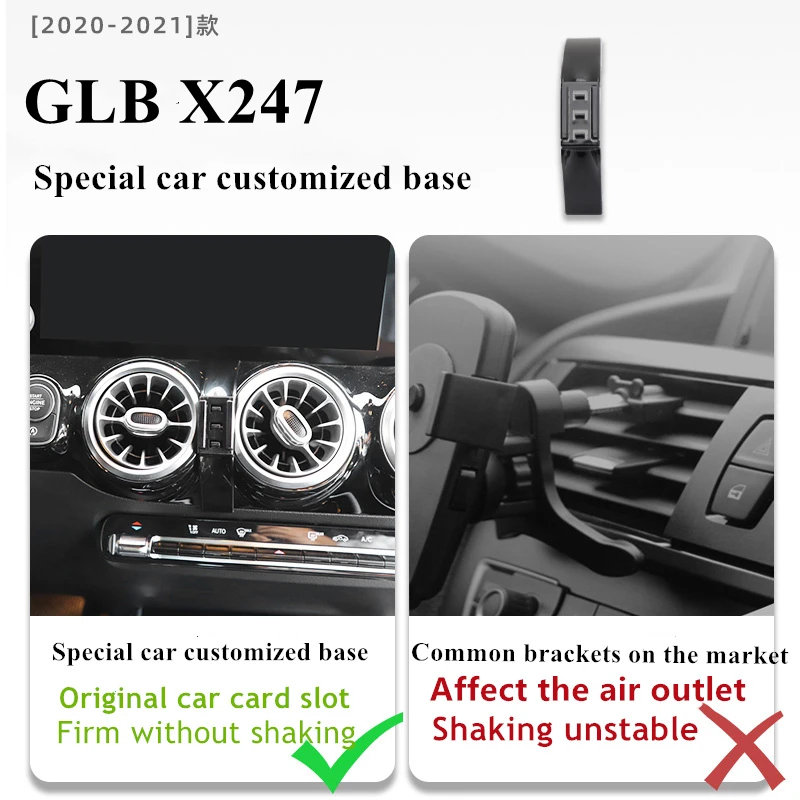 Par Mercedes Benz GLB X247 2020-2021 Auto Telefona Turētājs Gaisa Ventilācijas Bezvadu Lādētāju 360 Navigācijas Turētājs GPS Atbalsts Attēls 4