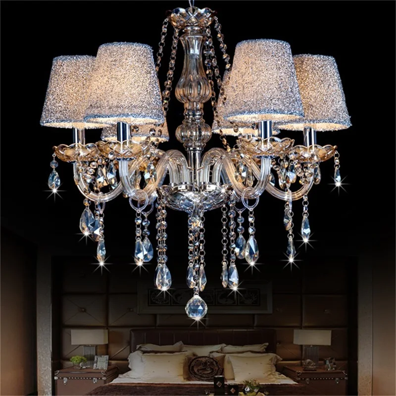PASAKU Eiropas Stila Lustra Konjaks Kulons Crystal Svece Luksusa Gaismas LED lampas Mājas Viesnīca Zāle Attēls 2
