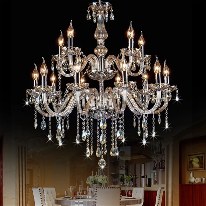 PASAKU Eiropas Stila Lustra Konjaks Kulons Crystal Svece Luksusa Gaismas LED lampas Mājas Viesnīca Zāle Attēls 5