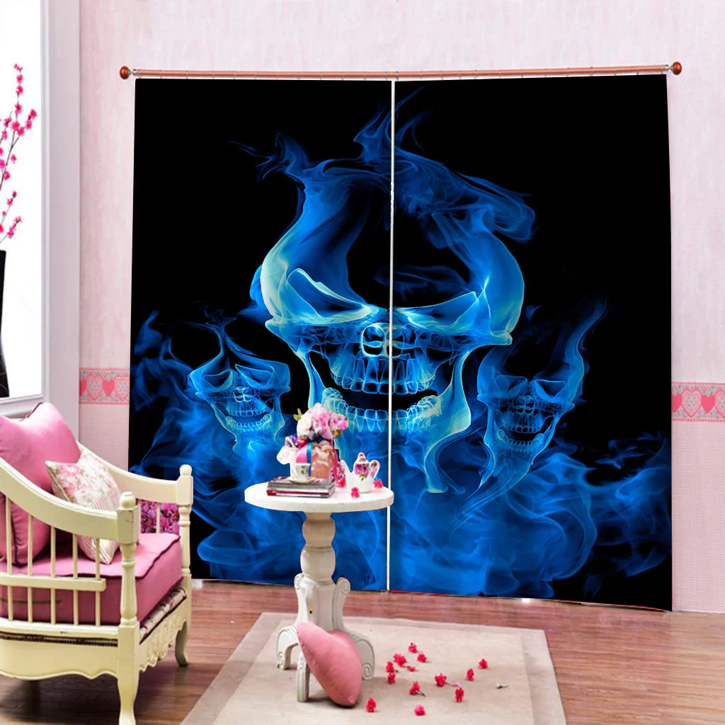 Pasūtījuma 3D Dzīvojamā Istaba Guļamistaba Aizkaru Blackout Zilā Cortinas Drapērijas Logu Virtuves Durvīm, Mājas Dekoru Attēls 1