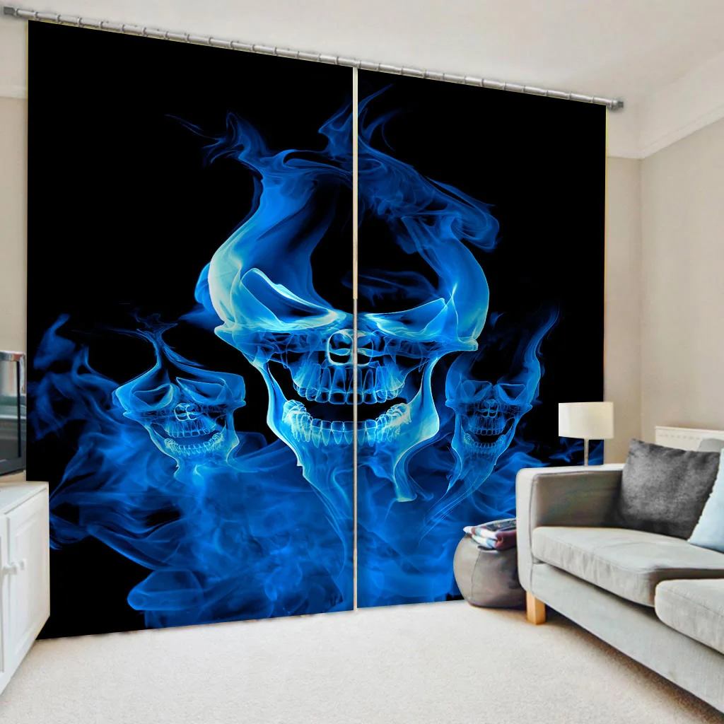 Pasūtījuma 3D Dzīvojamā Istaba Guļamistaba Aizkaru Blackout Zilā Cortinas Drapērijas Logu Virtuves Durvīm, Mājas Dekoru Attēls 2