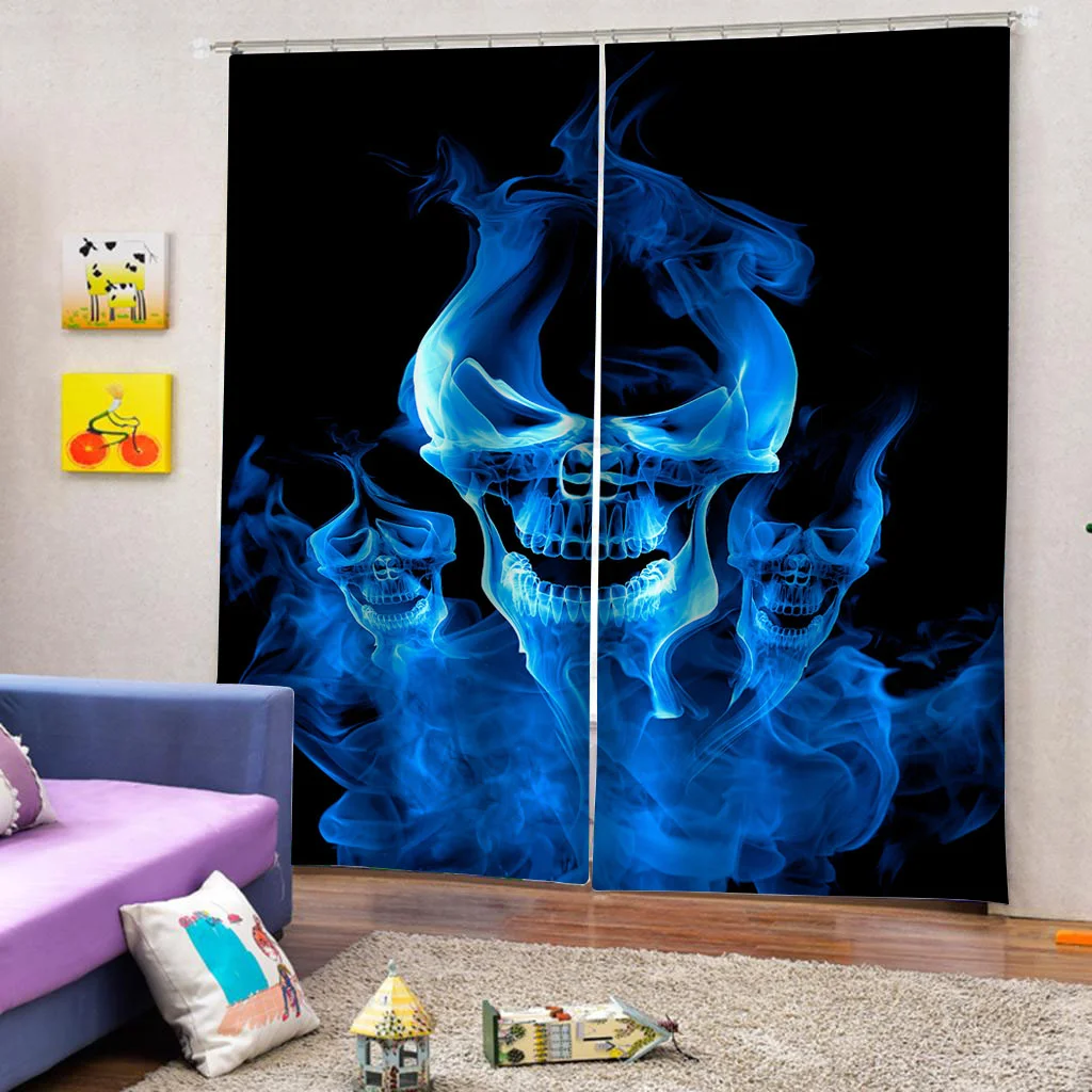 Pasūtījuma 3D Dzīvojamā Istaba Guļamistaba Aizkaru Blackout Zilā Cortinas Drapērijas Logu Virtuves Durvīm, Mājas Dekoru Attēls 3