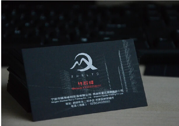 Pasūtījuma forma 450g Luksusa black vizītkartes augstākās kvalitātes sudraba business card printing black kartes apmeklējuma karte 500pcs/daudz Attēls 1