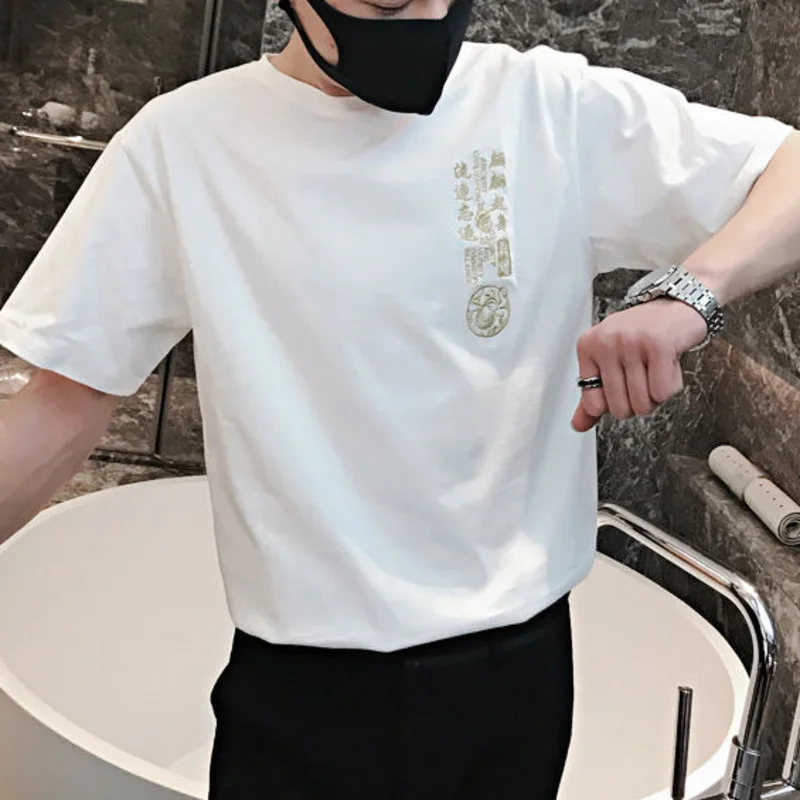 Pavasarī, Vasarā Top Skaista Ķīniešu Stilā Iespiesti Īsām Piedurknēm T-krekls Vīriešiem Balts Social Club Apģērbs Vīriešu T Tee Kreklu Homme Attēls 4