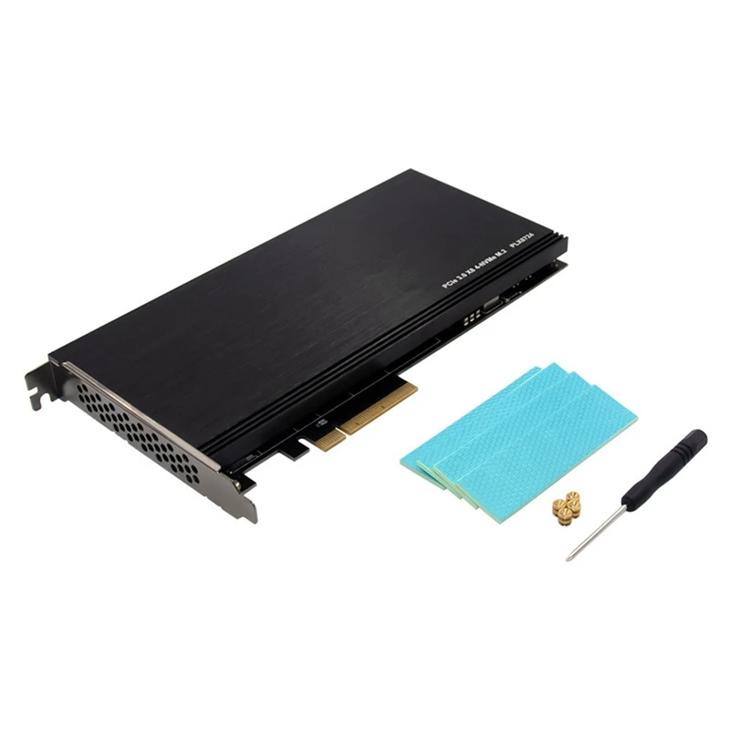 PCI-E 3.0 X8 PLX8724, lai 4XM.2 NVMe SSD Adapteris Stāvvadu Karti Miner BTC Ieguves Paplašināšanas Karti Attēls 1