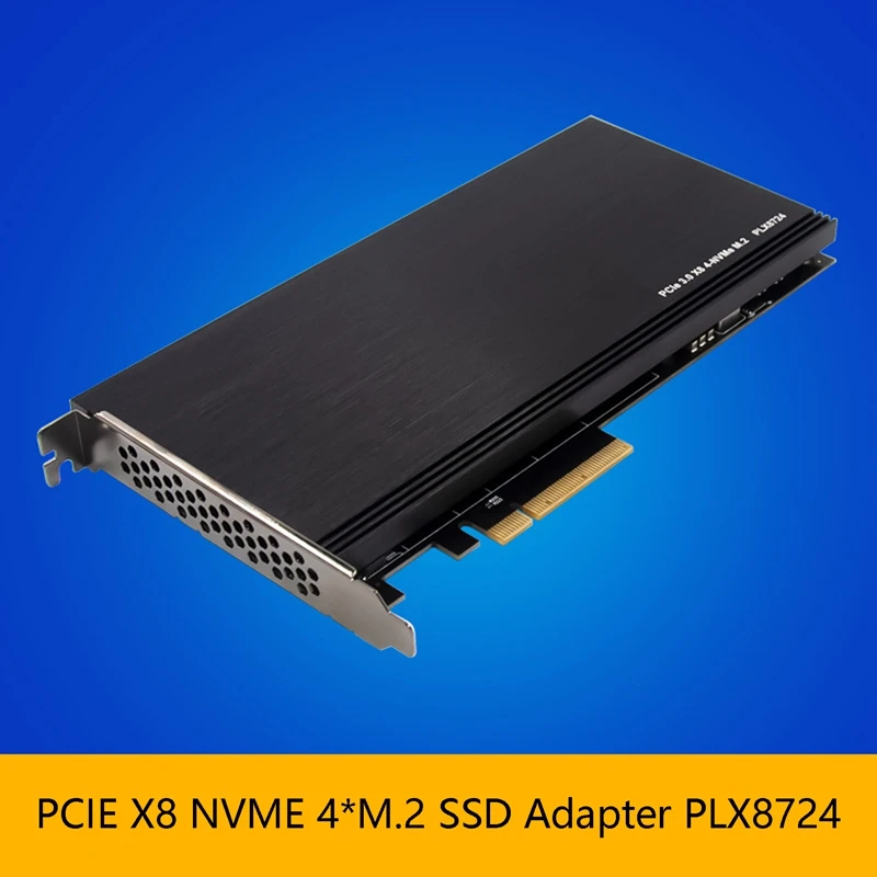 PCI-E 3.0 X8 PLX8724, lai 4XM.2 NVMe SSD Adapteris Stāvvadu Karti Miner BTC Ieguves Paplašināšanas Karti Attēls 3